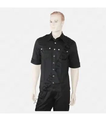 Men's Gothic Button Up Half Sleeve Shirt