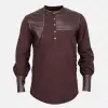 Brown Steampunk Vintage Shirt Men Gothic Cotton Shirt
