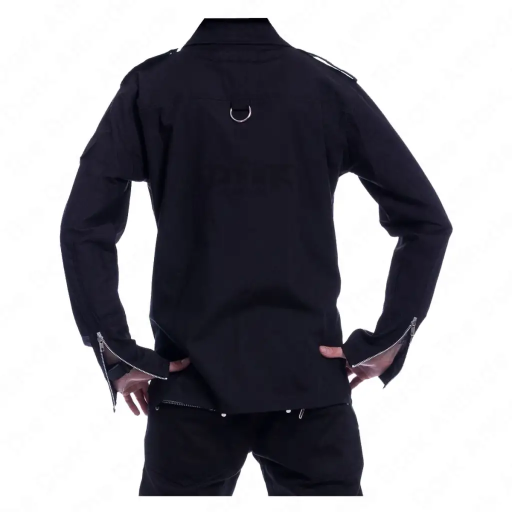 Men's Gothic Punk Zipper Shirt | Black Long Sleeve Style