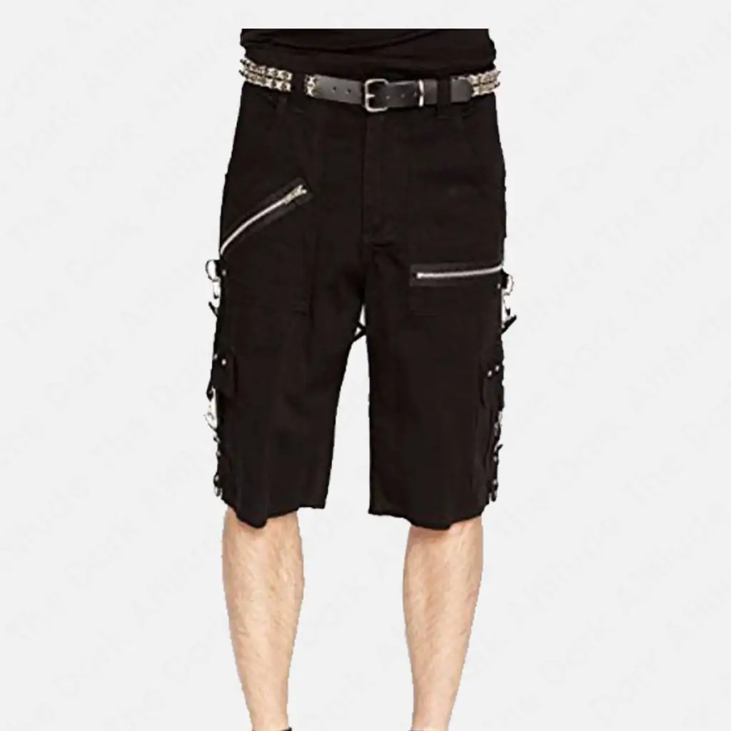 Gothic Handmade Gothic Bondage Men's Short Alternative Punk Rock Black Blue Emo Shorts