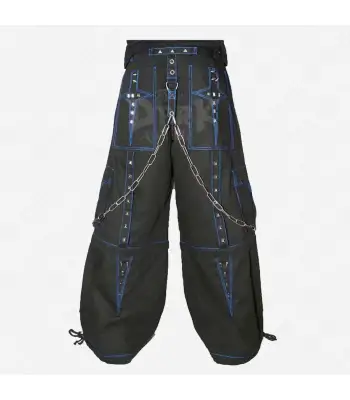 EMO Studded Bondage Baggy Pants Punk Chains Straps Black Fetish Cargo Trousers