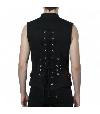 Men Gothic Military Steampunk Buckle Vest 