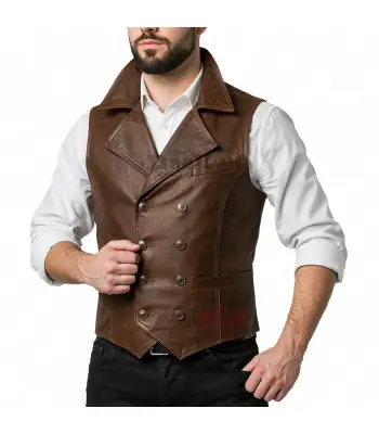 Men's Gothic Double Breasted Brown Vest
