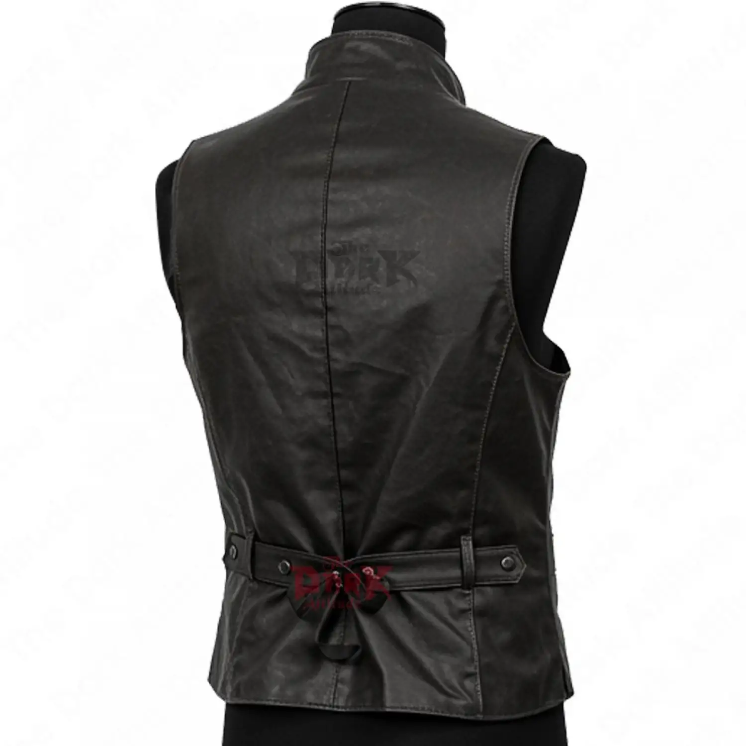 Men's Steampunk waistcoat in a double-breasted black brocade style with peak lapels.