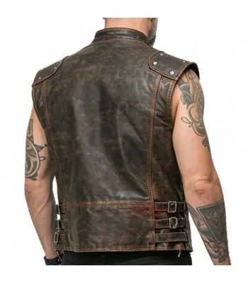 Gothic Steampunk Brown Leather Vest