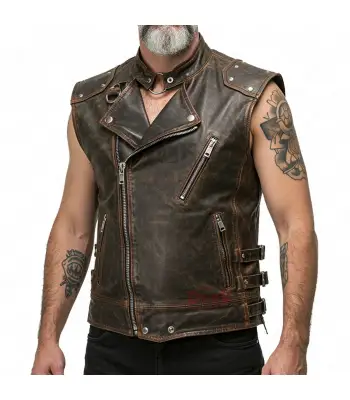 Gothic Steampunk Brown Leather Vest
