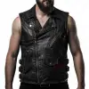 The ultimate Gothic Punk Leather Vest. Rugged black biker style with buckle accents