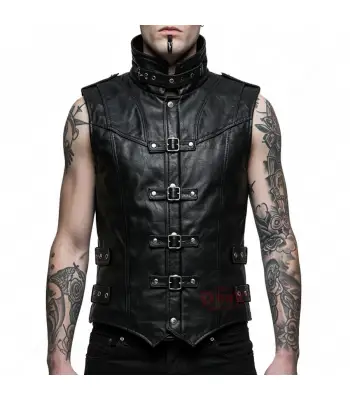 Gothic Steampunk Leather Vest for Men