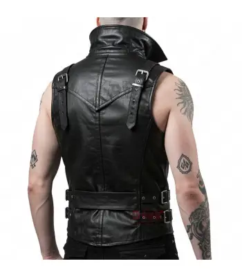 Men's Gothic Punk Leather Biker Vest 