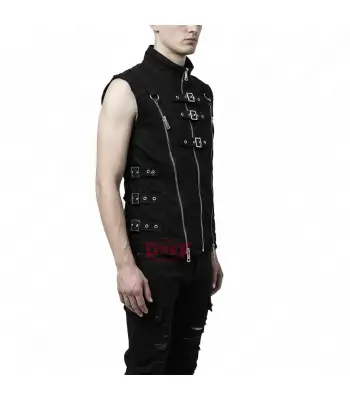 Gothic Punk Zipper Vest with Buckle Straps