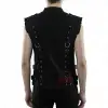 Black gothic punk vest with buckles, asymmetric zipper, and adjustable side lacing.