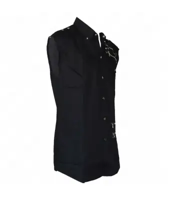 Goth Black Zipper Vest