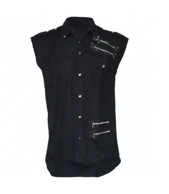 Goth Black Zipper Vest
