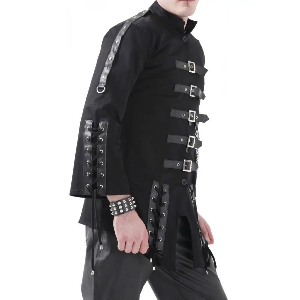 Men Dead Threads Jacket Gothic Black Chain EMO Cyber Jacket