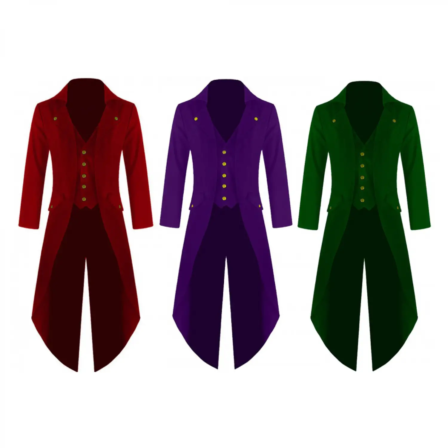 MEEJOY Retro Victorian Steampunk Gothic Tailcoat For Men – Halloween Costume, Polyester