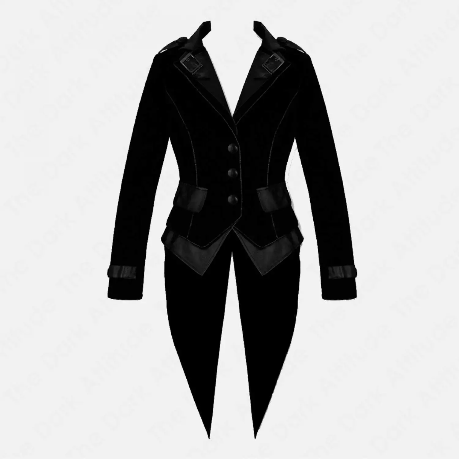 Victorian Black Velvet Tailcoat Women Vintage Vampire Bat Coat