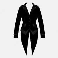 Victorian Black Velvet Tailcoat Women Vintage Vampire Bat Coat