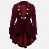 Burgundy Velvet Gothic Ruffle Coat | Women Victorian Red Velvet Coat