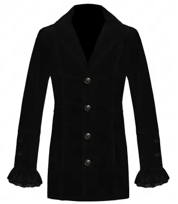 Goth Women Black Velvet Victorian Coat