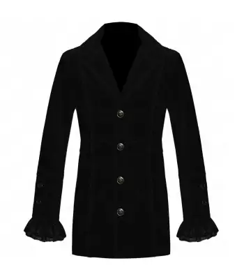 Goth Women Black Velvet Victorian Coat