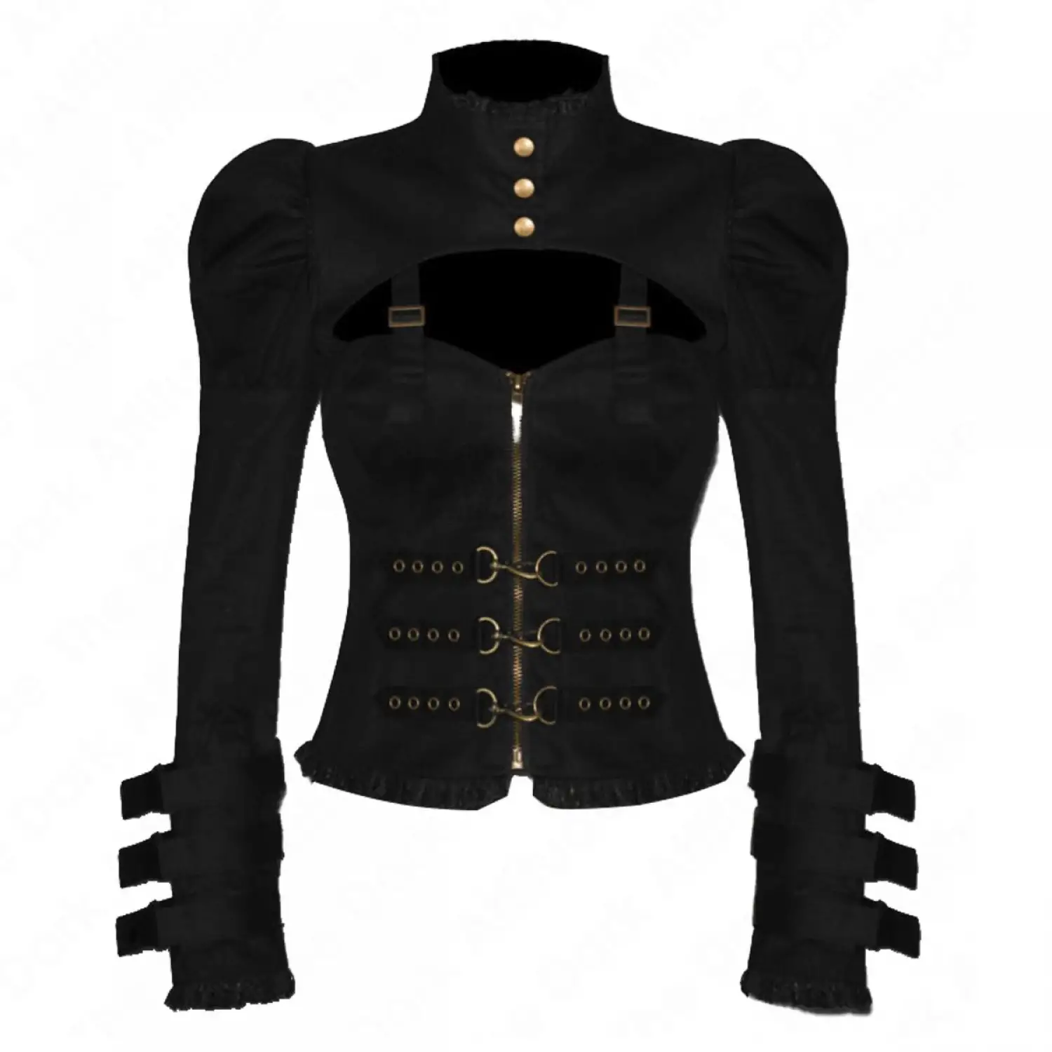 Women’s Black Gothic Bolero Jacket | Steampunk Collar Corset Jacket