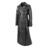 Women Full Length Belted Leather Trench Coat Trinity Long Leather Coat