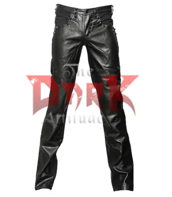 Coated Denim Slim Fit Faux Leather Pants
