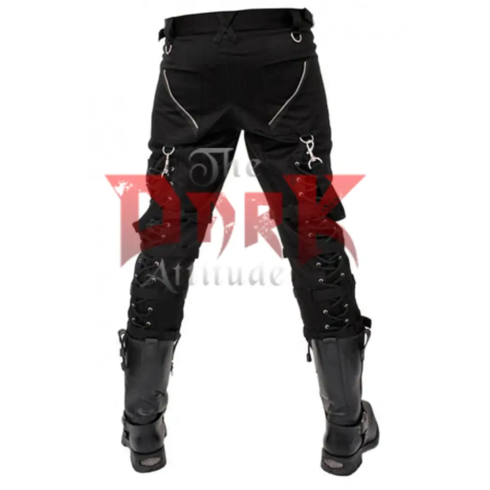 Punk Rock Gothic Buckle Laces Pant Men | Men Lace Up Slim Bondage Pants