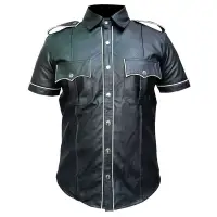 Gothic Short Sleeve Leather Police Shirt