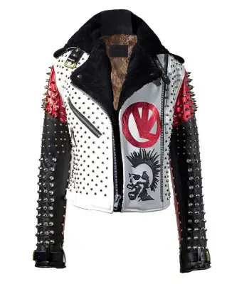 Mens Punk Studded Party Leather Jacket
