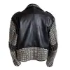Punk Rock Silver Studs Biker Leather Jacket Mens | The Dark Attitude