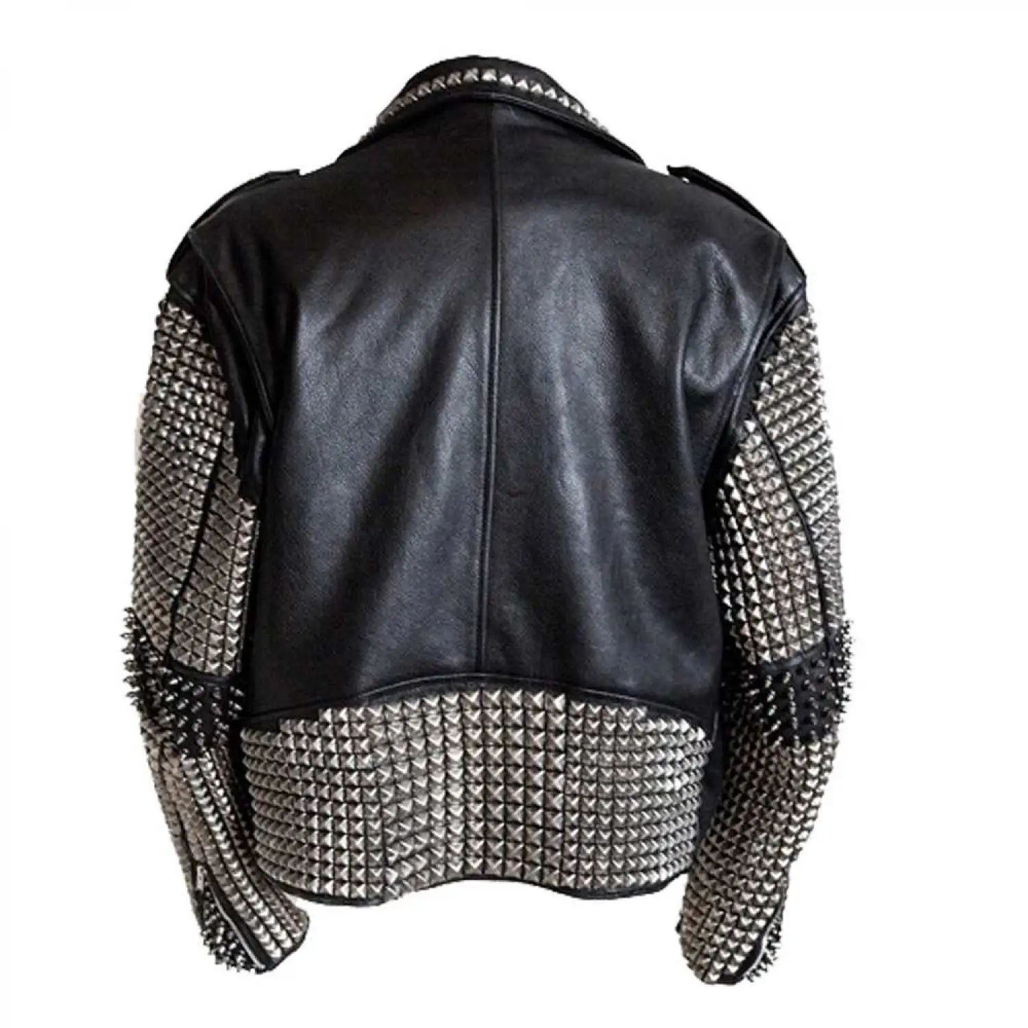 Punk Rock Silver Studs Biker Leather Jacket Mens | The Dark Attitude