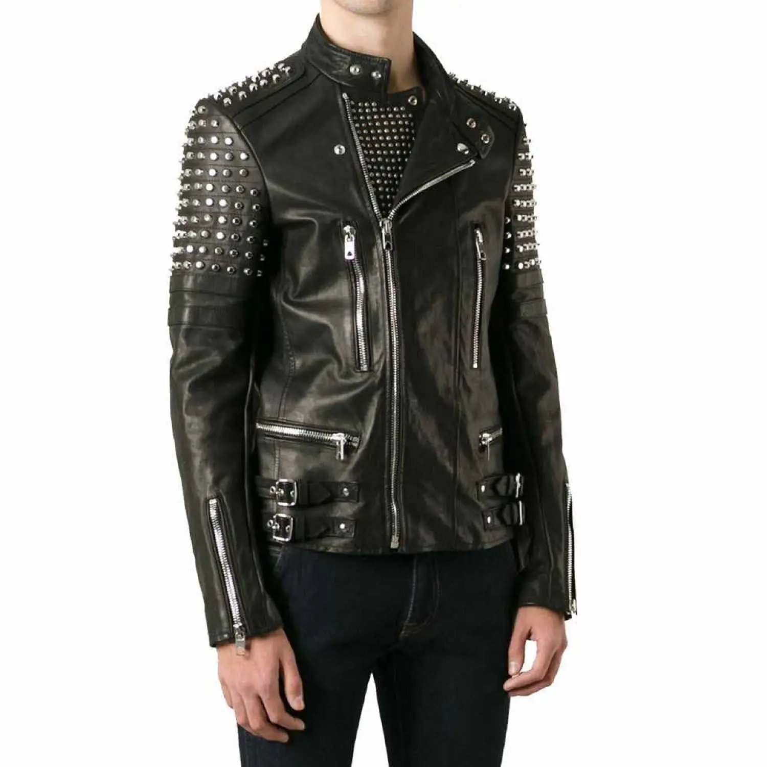 Elegant Look Studded Men Biker Leather Jacket | Motorcycle Studded Jacket Elegant Look Studded Men Biker Leather Jacket | Motorcycle Studded Jacket