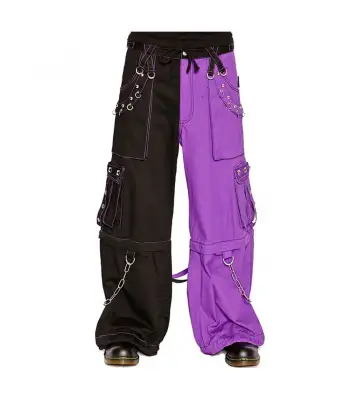 Punk Rock Baggy Chains Pants Purple Black Gothic Cargo Trouser