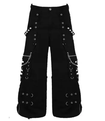 Cyber Goth Studded Trouser Bondage Fetish Punk Baggy Pants Transformer Shorts