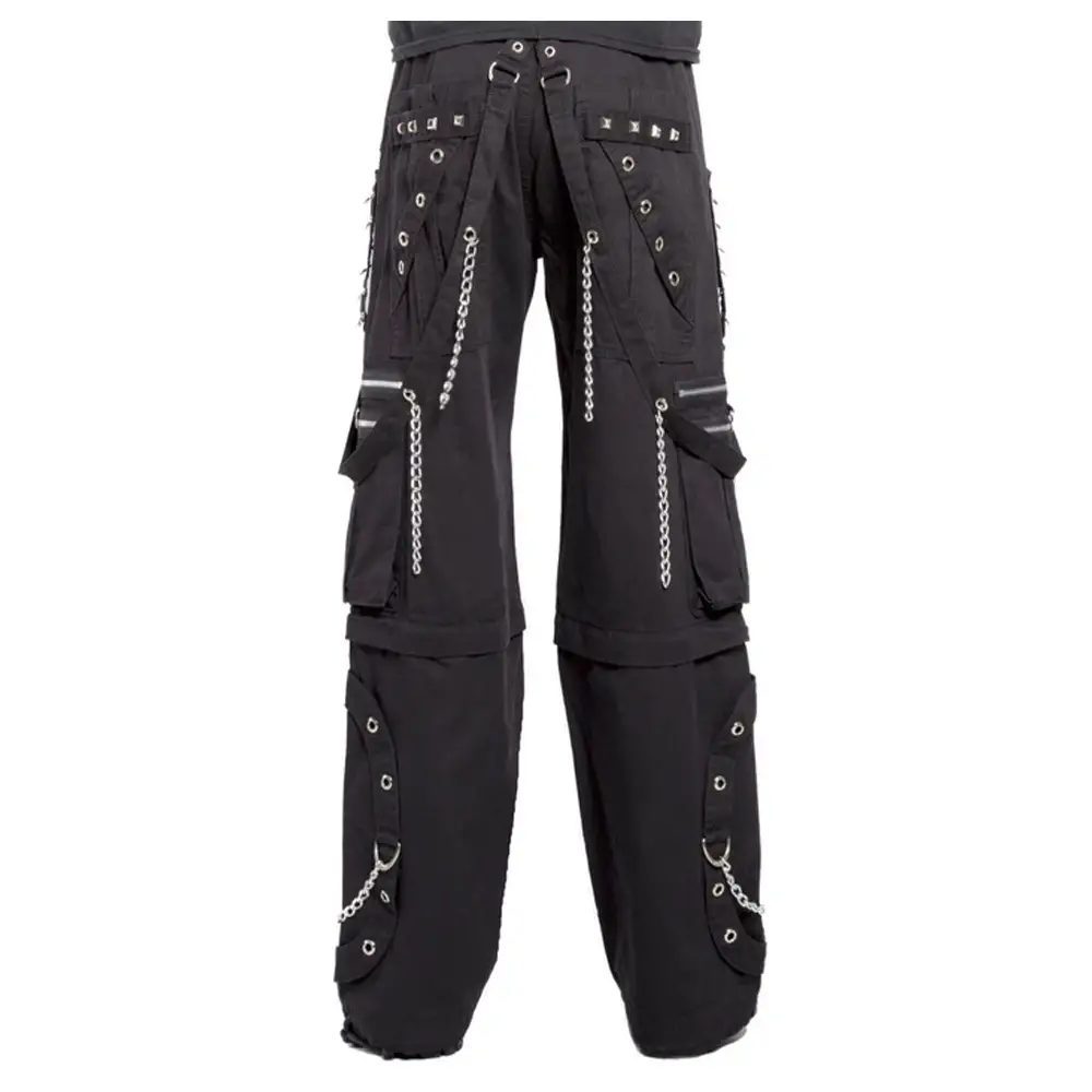 Men Gothic Baggy Studded Pant Punk Rock Bondage Pant Transformer Shorts