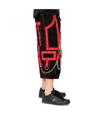 Alternative Baggy Bondage Chains Pant Punk Red Straps Cyber Cargo Trouser Short's