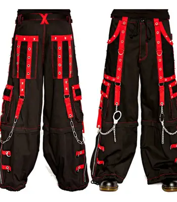 Alternative Baggy Bondage Chains Pant Punk Red Straps Cyber Cargo Trouser Short's