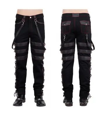 Men Gothic Pants Black Steampunk Vintage Cotton Gens Trouser Pant