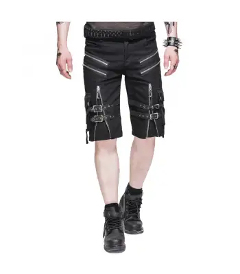 Men Casual Short Belt Rock Zipper Gothic Summer Short Pant