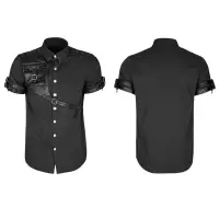 Rune Gothic Short Sleeve Buckle Strap Shirt