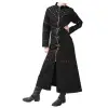 Women Gothic Zipper Black Goth Autumn Stud Long Coat
