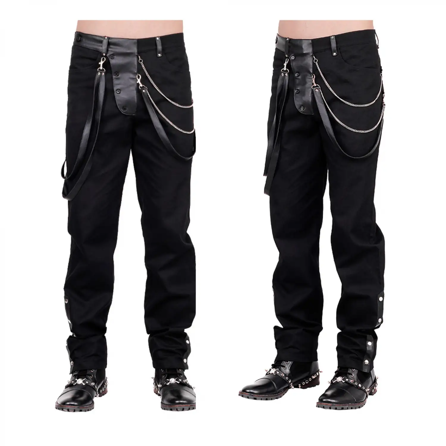 Steampunk VTG Gothic Pants | PVC Straps Trouser Women