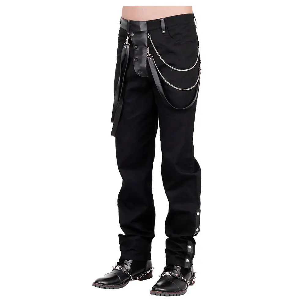 Women Steampunk VTG Gothic Pants PVC Straps Trouser