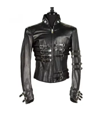 MJ Gothic Military Genuine Leather Jacket Hot Punk Jacket