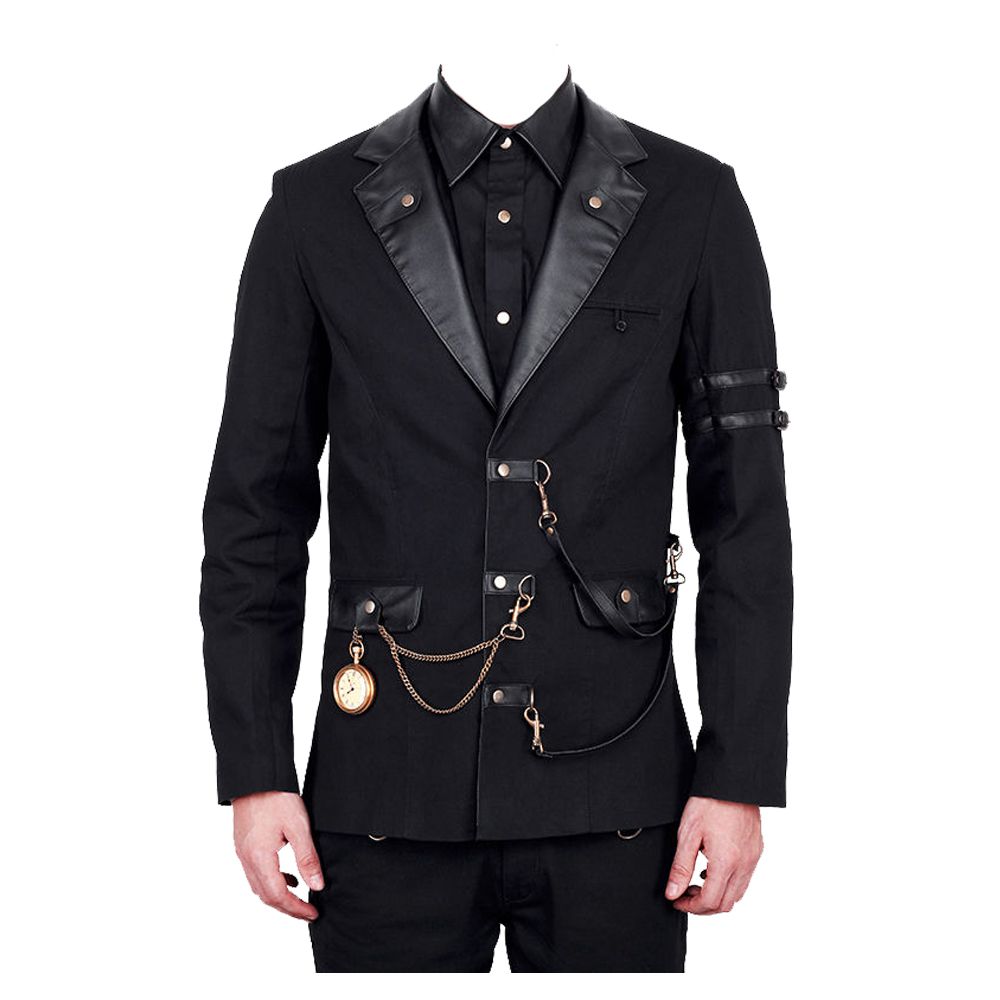 Men Vintage Military Officer Black 