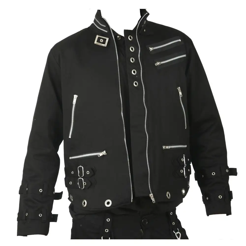 Punk Fetish Eyelet Zipper Jacket Men Bondage Jacket