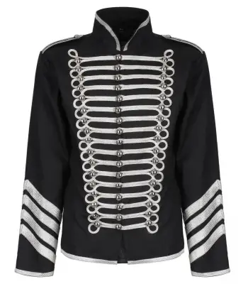 Men Military Drummer Silver Gold Gothic Army Jacket