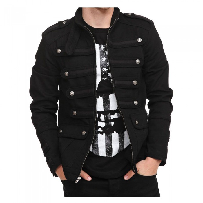 Mens Gothic Military Jacket Band Steampunk Vintage Army Jacket