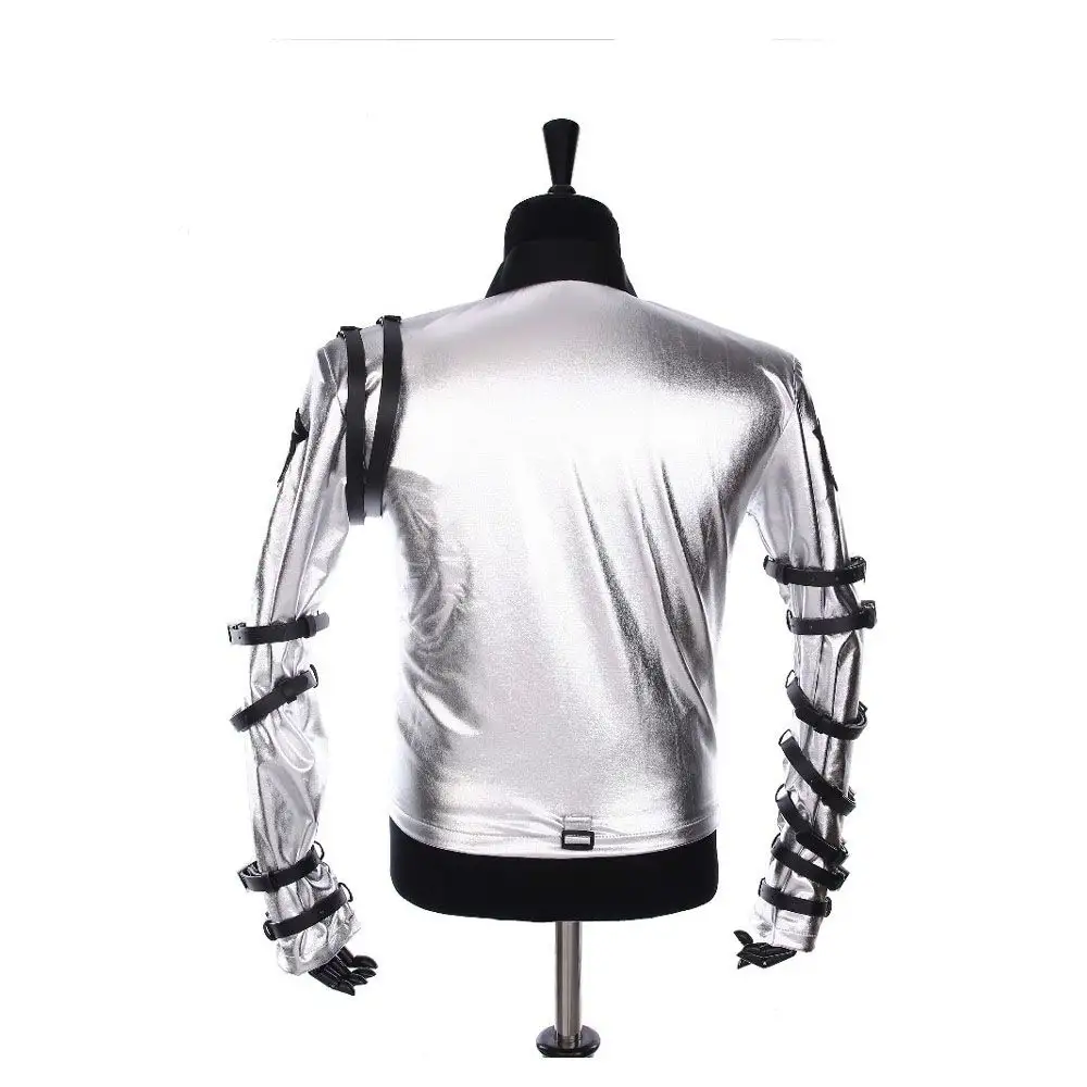 Men Punk MJ Classic Bad Tour Jacket Silver Bodysuit jacket